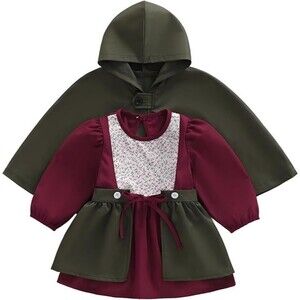 Medieval Costume Outfit Renaissance Long Sleeve Floral Dress Toddler 18-24mths